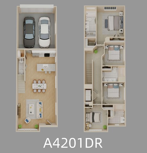 Floor plan for 4 beds, 3.5 baths, 1761 sqft